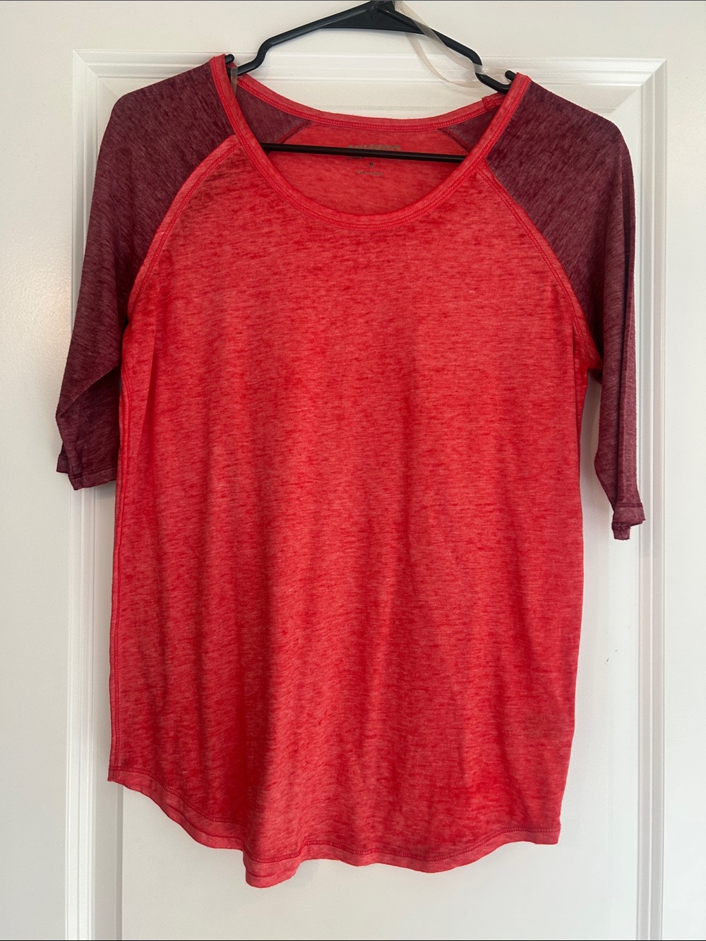 Arizona Jean Company Red Raglan Tee with Burgundy Sleeves